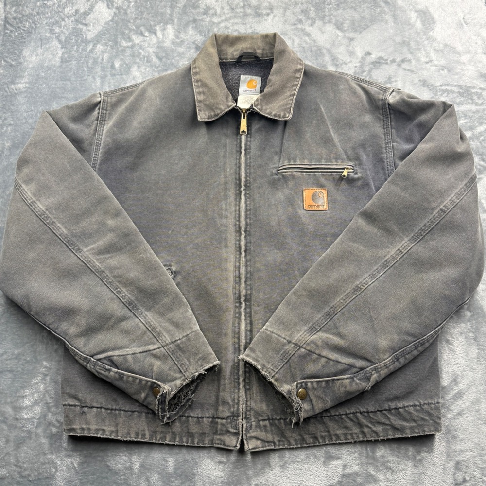 Rare USA-Made Vintage Carhartt J97 PTL Detroit Petrol Grey Blanket Lined. Large